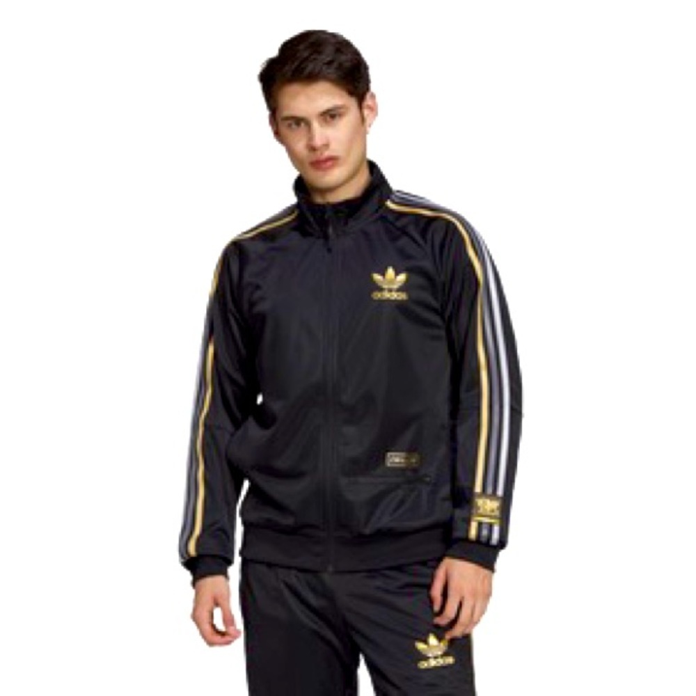 Adidas black white and gold detail track jacket youth L